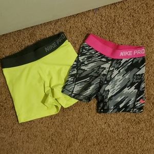 Two Pair Nike Pro Shorts